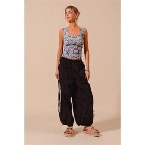 SO ME Loose Fit Jogger Pants With Double Lined Side Detail